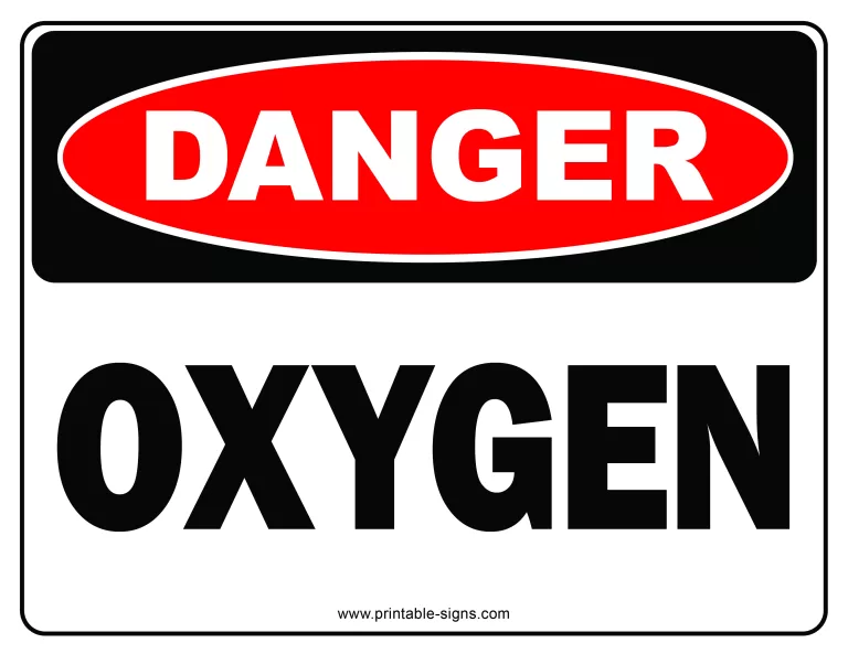 Danger Oxygen Printable Sign