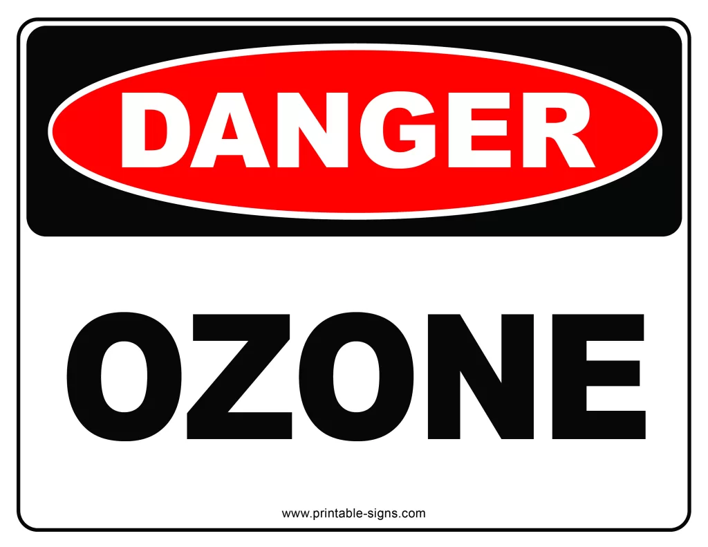 Danger Ozone Printable Sign