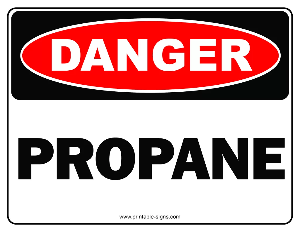 Danger Propane Printable Sign