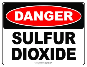 Danger Sulfur Dioxide Printable Sign