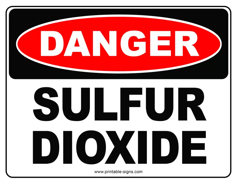 Danger Sulfur Dioxide Printable Sign