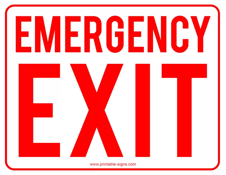 Emergency Exit Sign Printable