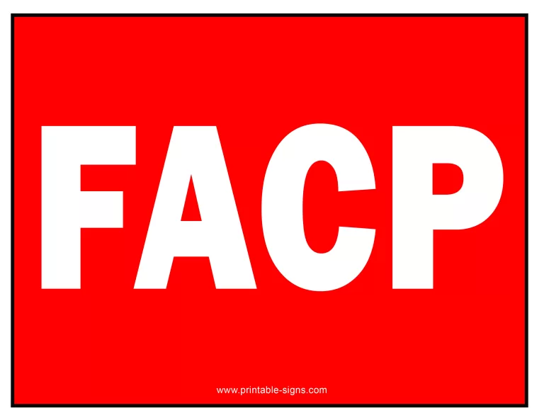 FACP Fire Alarm Control Panel Printable Sign