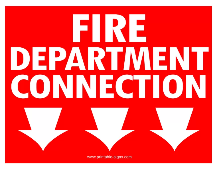 FDC Fire Department Connection Printable Sign