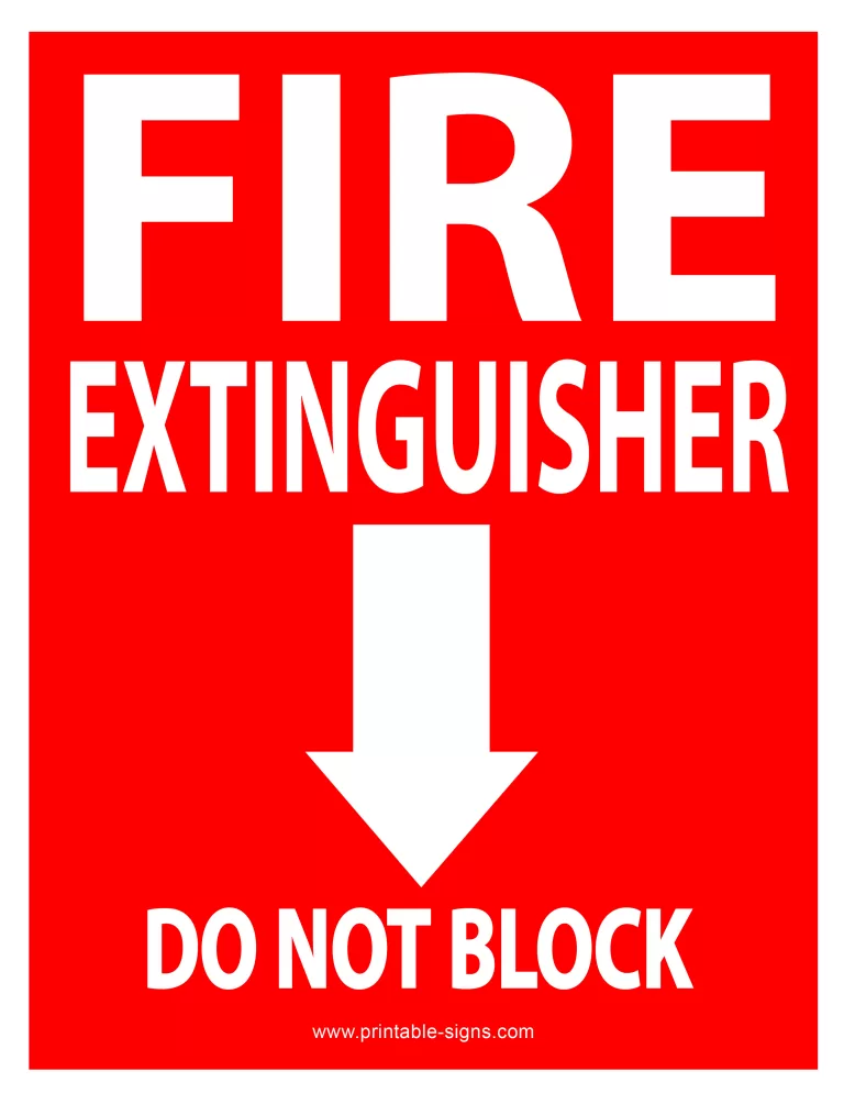 Fire Extinguisher Do Not Block Sign