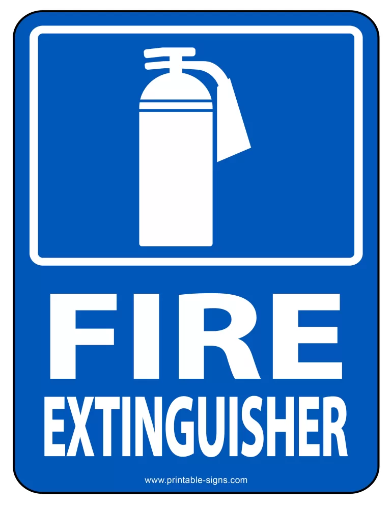 Fire Extinguisher Sign Blue Background