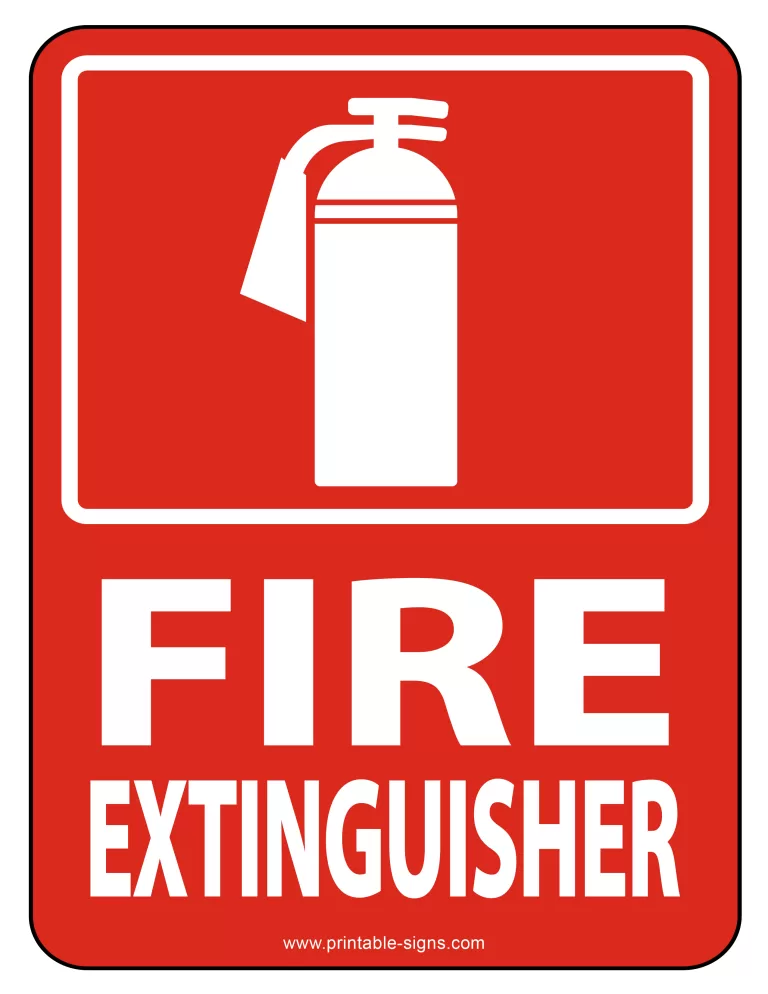 Fire Extinguisher Sign Red Background