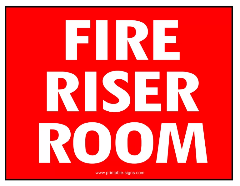 Fire Riser Room Printable Sign