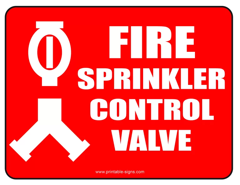 Fire Sprinkler Control Valve Sign