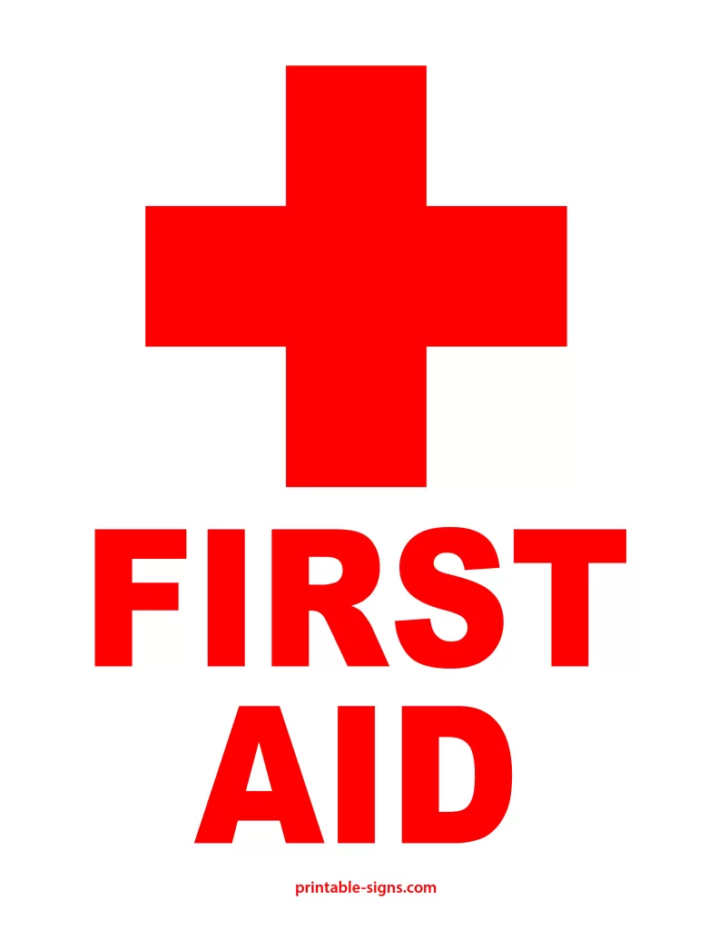 First Aid Sign Printable Red