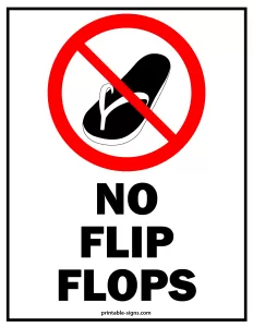 No Flip Flops Sign