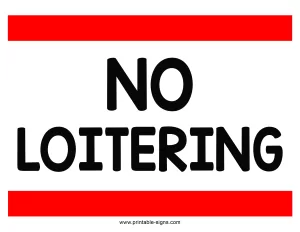 No Loitering Sign Printable Free