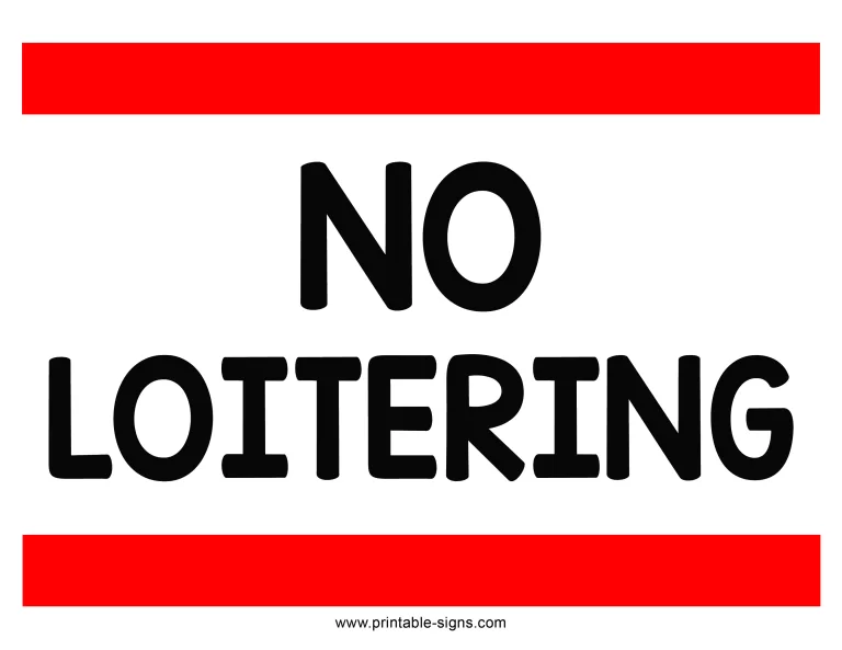 No Loitering Sign Printable Free