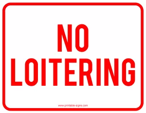 No Loitering Sign Printable Red