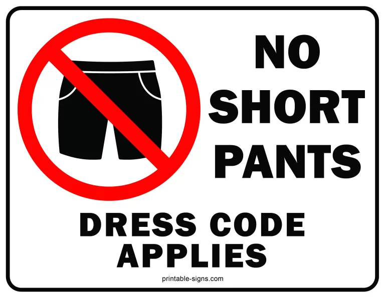 No Short Pants Sign