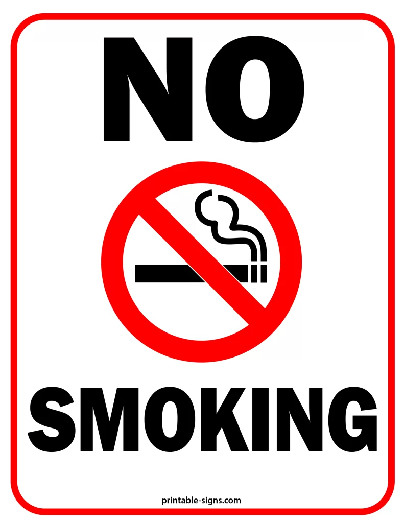 No Smoking Printable Sign - Printable Signs