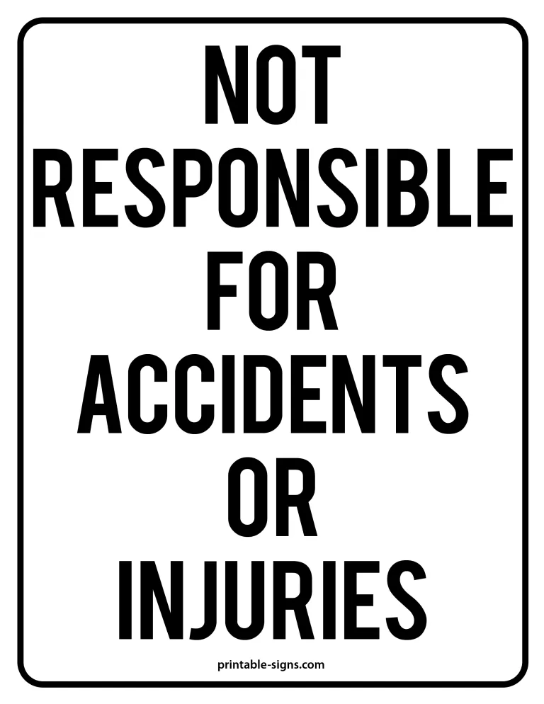 Not Responsible Sign Black