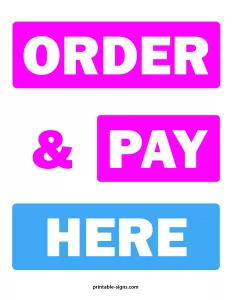 Order and Pay Here Sign