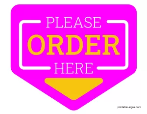 Please Order Here Printable Sign