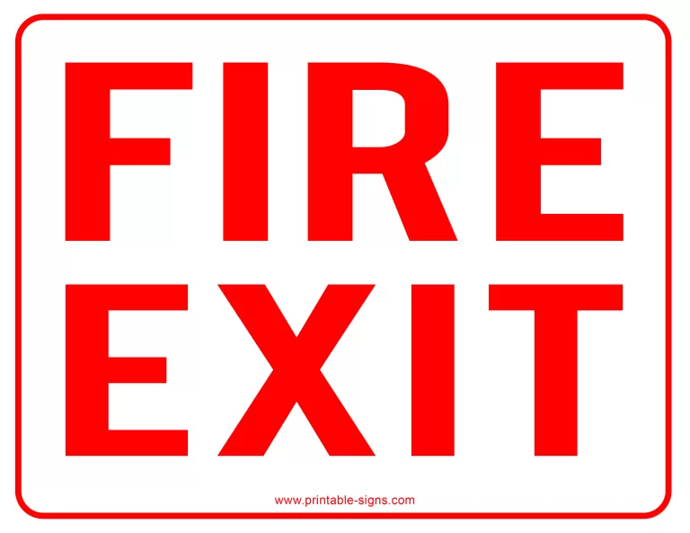 Printable Fire Exit Sign