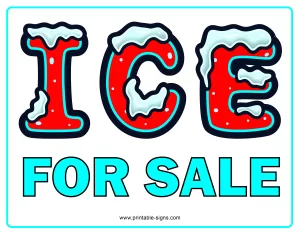 Printable Ice for Sale Sign