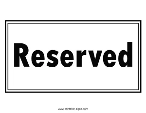 Printable Reserved Sign for Table