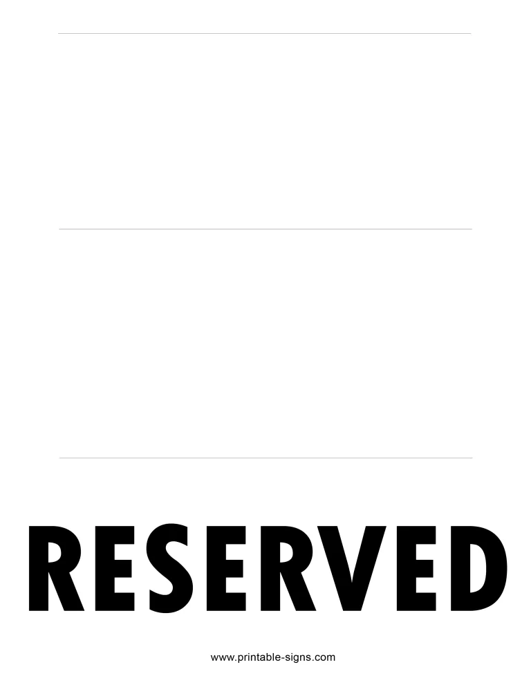 Reserved Printable Sign - Table Tent Single Sided