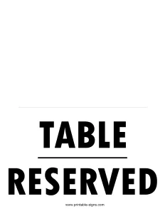 Reserved Sign for Table Printable - Single Sided