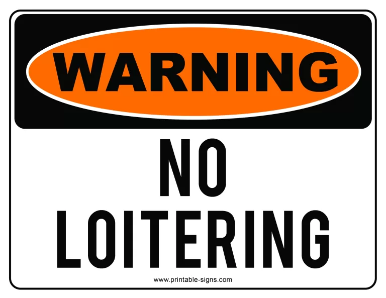 Warning No Loitering Sign Printable