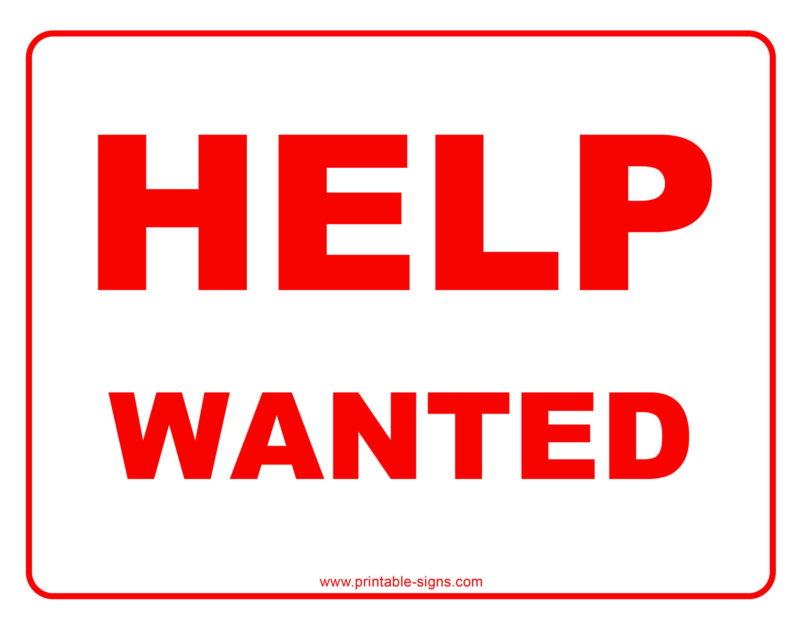 Help Wanted Printable Sign Red
