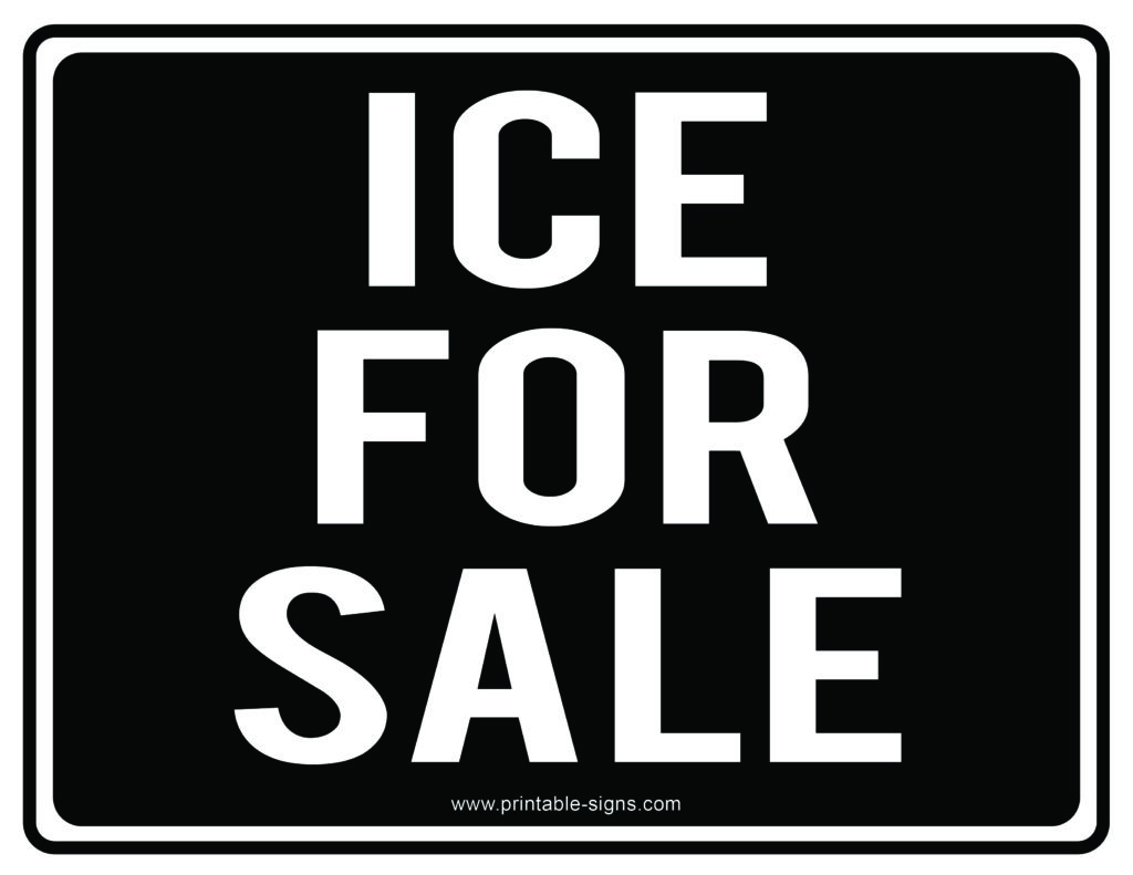 Ice for Sale Black Sign