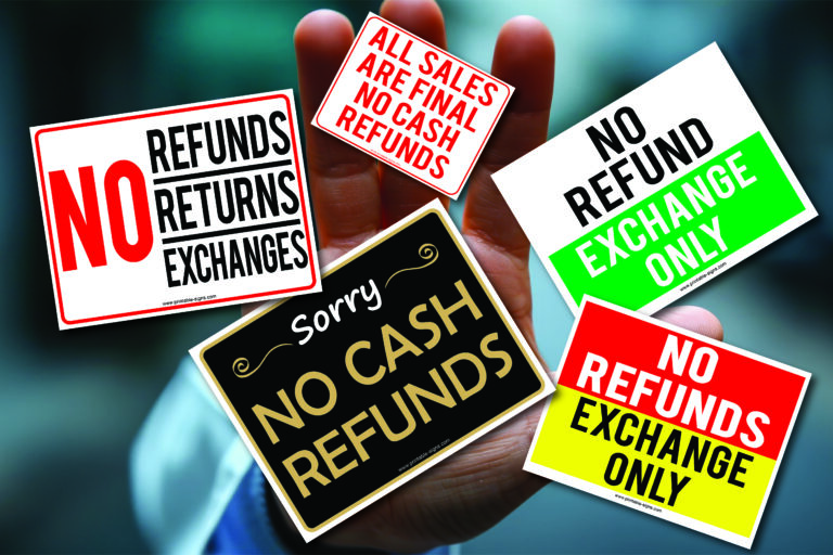 No Refunds Printable Signs Featured Image