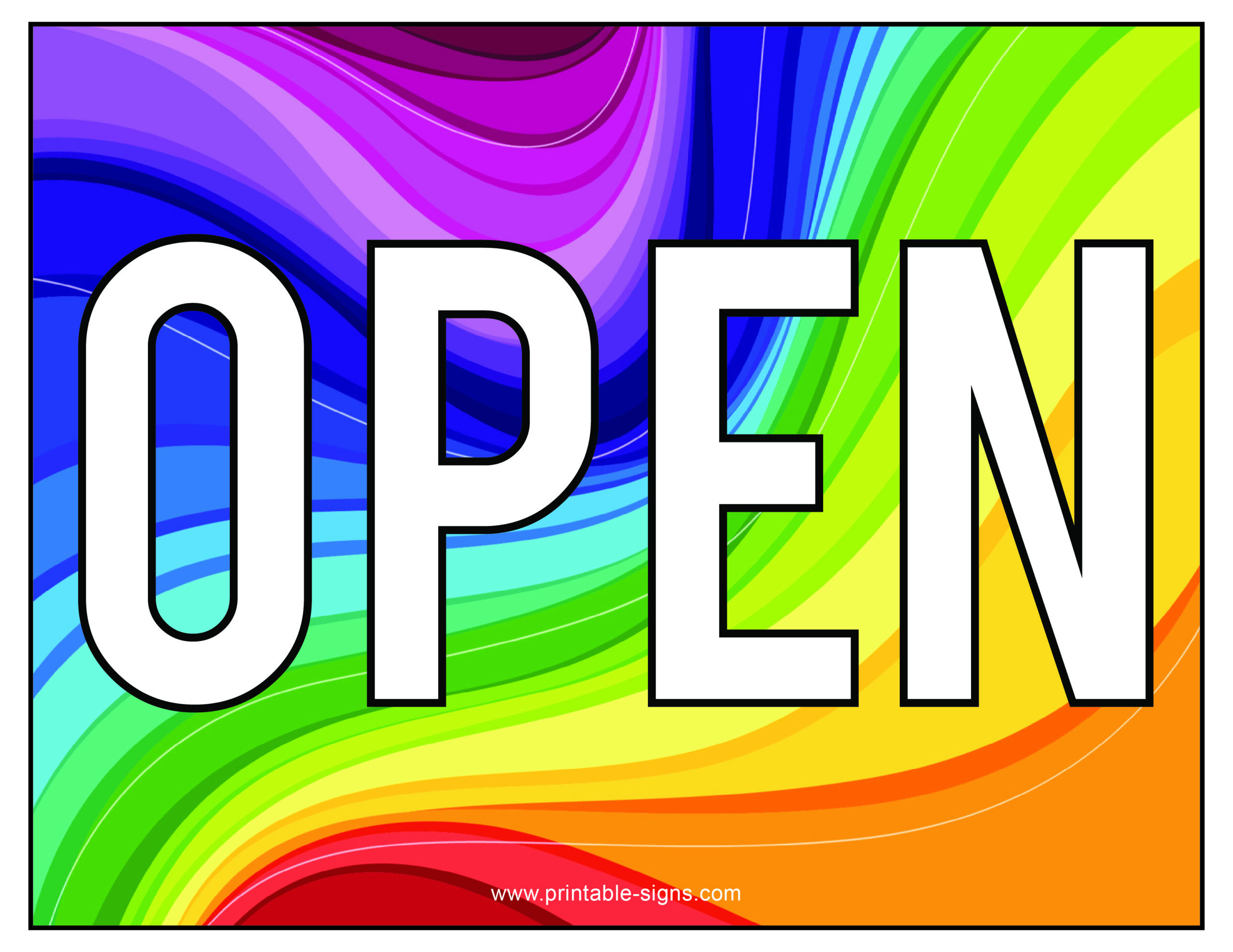 Simple Open Hours Sign Printable Rainbow