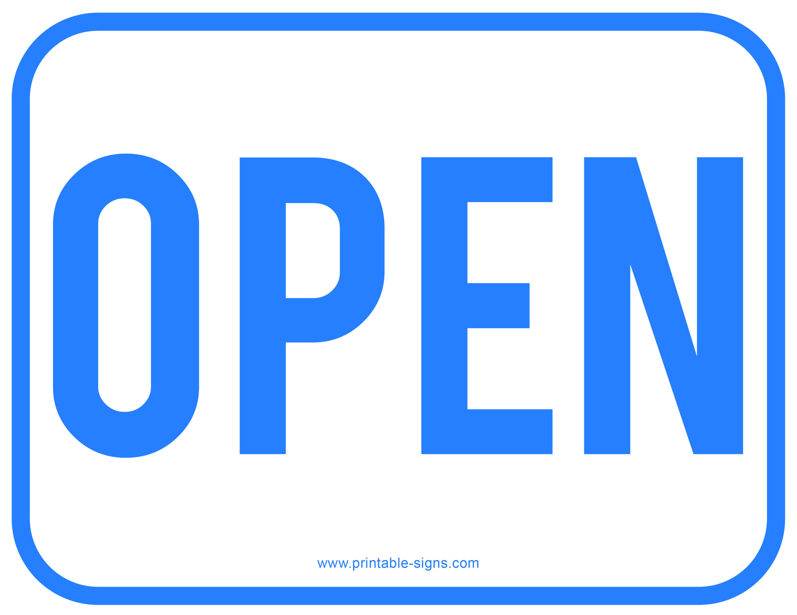 Simple Open Sign Printable Blue