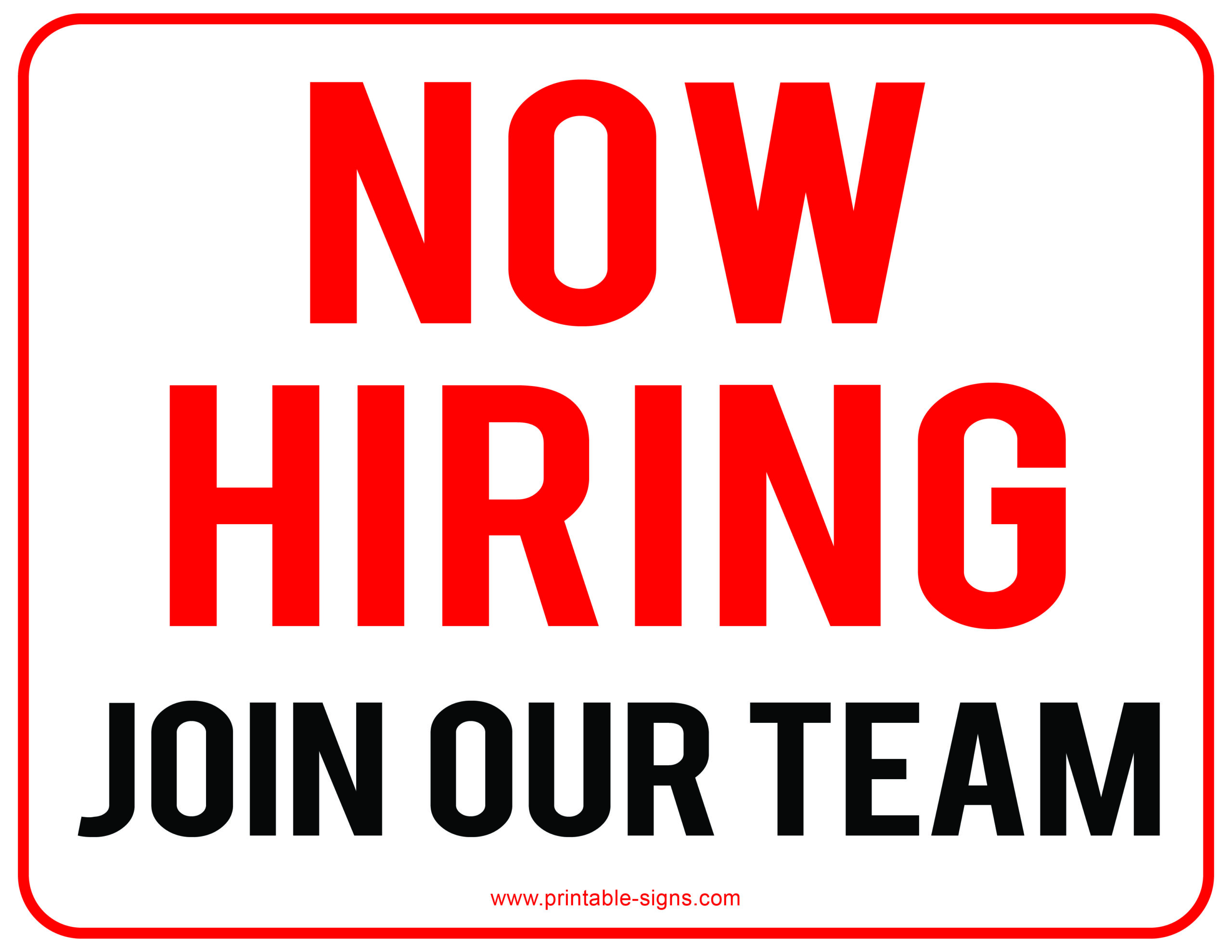 Now Hiring Join Our Team Printable Sign Red Black