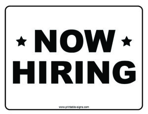 Now Hiring Printable Sign Black